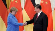 FILE PHOTO: China's President Xi Jinping meets German Chancellor Angela Merkel at the Great Hall of the People in Beijing, China, May 24, 2018. REUTERS/Jason Lee