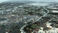 An aerial view shows devastation after hurricane Dorian hit the Abaco Islands in the Bahamas, September 3, 2019, in this social media image. Michelle Cove/Trans Island Airways/via Reuters 