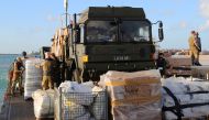 Humanitarian and Disaster Relief (HADR) teams from the Royal Fleet Auxiliary's RFA Mounts Bay deliver supplies after Hurricane Dorian, to the Island of Great Abaco in the Bahamas, September 5, 2019. LPhot Paul Halliwell/Royal Navy/via Reuters 