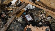 A portrait is seen at the Mudd neighborhood, devastated after Hurricane Dorian hit the Abaco Islands in Marsh Harbour, Bahamas, September 6, 2019. Reuters/Marco Bello 