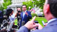 US Treasury Secretary Steven Mnuchin answers journalists questions outside the White House on September 09, 2019. AFP / Nicholas Kamm