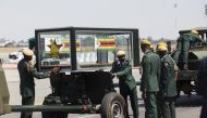 The official ceremony held upon the arrival of the body of Robert Mugabe at Harare International Airport Zimbabwe on September 11, 2019. (Wilfred Kajese/Anadolu Agency)