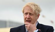 Britain's Prime Minister Boris Johnson visits the NLV Pharos, a lighthouse tender moored on the river Thames to mark London International Shipping Week in London on September 12, 2019. / AFP / POOL / DANIEL LEAL-OLIVAS