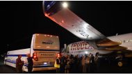 The media bus drove under and scraped the wing of the plane, they said. Trudeau had already left the airport. Pictures on social media showed a gash underneath the wing.
