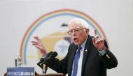 Bernie Sanders holds a town hall event at the Navajo Nation casino in Flagstaff, Arizona, March 17, 2016. Reuters/Nancy Wiechec
