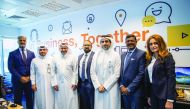 QFC CEO, Yousuf Mohamed Al Jaida (third left), and other officials during the Call Centre relaunch.