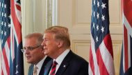 Australian Prime Minister Scott Morrison and US President Donald Trump arrive for a news conference in the East Room of the White House, September 20, 2019. Reuters/Joshua Roberts