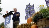 Former Vice President and presidential candidate Joe Biden speaks during the Democratic Polk County Steak Fry on September 21, 2019 in Des Moines, Iowa. Seventeen presidential candidates attended the Polk County Steak Fry. Joshua Lott/Getty Images/AFP