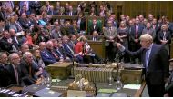 Britain's Prime Minister Boris Johnson gestures as he speaks at the parliament, which reconvenes after the UK Supreme Court ruled that his suspension of the parliament was unlawful, in London, Britain, September 25, 2019, in this screengrab taken from vid
