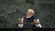 Prime Minister of India Narendra Modi addresses the United Nations General Assembly at UN headquarters on September 27, 2019 in New York City. Drew Angerer/Getty Images/AFP