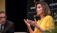 Speaker of the House of Representatives, Nancy Pelosi speaks with Texas Tribune CEO, Evan Smith during a panel at The Texas Tribune Festival on September 28, 2019 in Austin, Texas. Sergio Flores/Getty Images/AFP