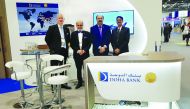 Doha Bank CEO, Dr R Seetharaman (second left), with other officials on the sidelines of the event in London.