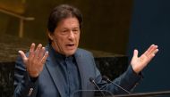 Pakistani Prime Minister Imran Khan speaks during the 74th Session of the General Assembly at UN Headquarters in New York on September 27, 2019. AFP / Don Emmert 