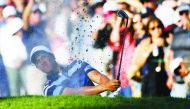  Cameron Champ hits out of a bunker on the 18th hole during the third round of the Safeway Open at the Silverado Resort on September 28, 2019 in Napa, California. Jonathan Ferrey/Getty Images/AFP