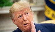 US President Donald Trump speaks to the press during a meeting with President of Finland Sauli Niinisto at the White House October 2, 2019, in Washington, DC. / AFP / Brendan Smialowski