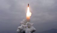 This picture taken on the morning of October 2, 2019, and released by North Korea's official Korean Central News Agency (KCNA) on October 3, 2019, shows the test-firing of 