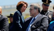 Nancy Pelosi walks behind William Barr as they both attend the 38th Annual National Peace Officers Memorial Service on Capitol Hill, May 15, 2019. Reuters / Carlos Barria