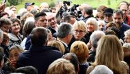 Claude Chirac (C, right), late Jacques Chirac's daughter, meets people during a tribute to the former French President in his region of origin, on October 5, 2019 in Sarran. Former French President Jacques Chirac died on September 26, 2019 at the age of 8