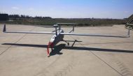 One of four Israeli-made drones that the ministry said Cyprus has acquired, at an unidentified location on the island in a handout picture provided by the Cypriot Ministry of Defence on October 4, 2019. AFP