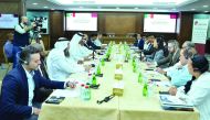 Qatar Chamber officials, led by First Vice-Chairman Mohamed bin Ahmed bin Towar Al Kuwari (fourth left) and Mexican trade delegation led by Mexican Ambassador to Qatar, Graciela Gómez Garcia (fifth right), during the meeting in Doha yesterday. 