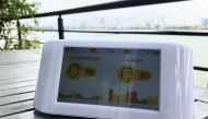 An AirVisual monitoring station produced by Swiss firm IQair is seen by the West Lake in Hanoi, Vietnam October 9, 2019. REUTERS/James Pearson