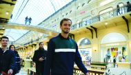 Russia’s tennis player Daniil Medvedev arrives for a meeting with the Russian media at the GUM department store in downtown Moscow. 