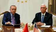 U.S. Vice President Mike Pence meets with Turkish President Tayyip Erdogan at the Presidential Palace in Ankara, Turkey, October 17, 2019. REUTERS/Huseyin Aldemir