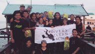 Volunteers for the Divers Clean Action group near Jakarta in Indonesia. Credit: Divers Clean Action