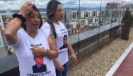 Beatriz Mendez (L), whose 19-year-old son and a nephew disappeared during Colombia’s conflict, at a war tribunal for a hearing on extra-judicial killings. Bogota, Colombia. October 17. Thomson Reuters Foundation/Anastasia Moloney
