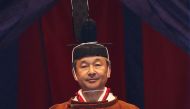 Emperor Naruhito officially proclaims his ascension to the Chrysanthemum Throne during an enthronement ceremony at the Imperial Palace in Tokyo on October 22, 2019. / AFP / POOL / ISSEI KATO AND Issei KATO 