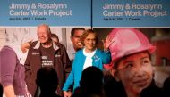 Jimmy Carter and his wife Rosalyn Carter at the Canadian Museum for Human Rights during a closing ceremony for a Habitat for Humanity project, July 14, 2017.  Reuters / Zachary Prong