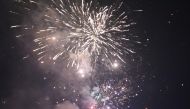 This photo taken on October 27, 2019 shows fireworks exploding in the sky during celebrations for the Diwali festival in New Delhi. Air quality in the Indian capital turned 