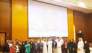 The officials and students during the “Welcome Back” event 
