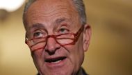 US Senate Minority Leader Chuck Schumer (D-NY) talks to reporters after the weekly Senate policy lunches at the U.S. Capitol in Washington, October 29, 2019. Reuters/Siphiwe Sibeko