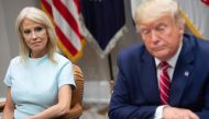 Donald Trump sits alongside Kellyanne Conway during a meeting on the opioid epidemic in the Roosevelt Room of the White House on June 12, 2019. AFP / Saul Loeb