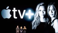 Actors Steve Carell, Reese Witherspoon and Jennifer Aniston speak during an event launching Apple tv+ at Apple headquarters, in Cupertino, California, on March 25, 2019. AFP / Noah Berger