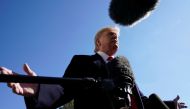 U.S. President Donald trump speaks to the media on the South Lawn of the White House in Washington upon his return from New York, U.S., November 3, 2019. REUTERS
