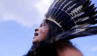Indigenous Leader Sonia Guajajara of the Guajajara tribe is pictured at the Terra Livre camp in Brazil, April 24, 2019. Reuters/Nacho Doce