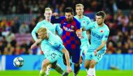 Barcelona's Lionel Messi in action with SK Slavia Prague's Michal Frydrych and Ondrej Kudela Reuters/Albert Gea
 