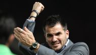 In this picture taken on December 19, 2010, Philippines' coach Simon McMenemy gestures during a match against Indonesia at Bung Karno Stadium in Jakarta. / AFP / Doni Surya 
