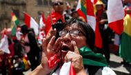 A demonstrator shouts during a protest against Bolivia's President Evo Morales in La Paz, Bolivia, November 10, 2019. REUTERS/Carlos Garcia Rawlins