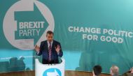 Brexit Party leader Nigel Farage speaks during a general election campaign event in Hartlepool, Britain, November 11, 2019. REUTERS/Scott Heppell