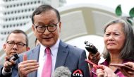 FILE PHOTO: Self-exiled Cambodian opposition party founder Sam Rainsy speaks to journalists in Kuala Lumpur, Malaysia, November 12, 2019. REUTERS/Lim Huey Teng/File Photo