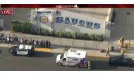 Police and emergency vehicles on the scene of a shooting at Saugus high school in Santa Clarita, California, U.S., November 14, 2019 in this screenshot taken from video footage courtesy of NBCLA. (NBCLA via REUTERS)