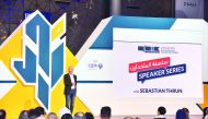 German innovator, educator and computer scientist, Sebastian Thrun speaking at QBIC’s Speaker Series during Rowad Qatar Conference in Doha recently. 