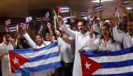 Cuban doctors coming back from Bolivia take part in a a welcome ceremony at Jose Marti International Airport in Havana, Cuba, November 16, 2019. Reuters