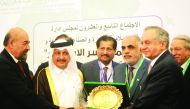 Qatar Chamber Chairman and First Vice-Chairman of the Islamic Chamber of Commerce, Industry & Agriculture (ICCIA), Sheikh Khalifa bin Jassim Al Thani (second left), and other officials during the event.
