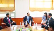 H E Saad Sherida Al Kaabi (second left), the Minister of State for Energy Affairs, met in Seoul with Moon Seong-hyeok, the Minister of Oceans & Fisheries of the Republic of South Korea. The two ministers discussed various aspects of bilateral relations an