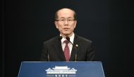 Kim You-geun, a national security official at South Korea's presidential Blue House, speaks during a press briefing on the General Security of Military Agreement (GSOMIA) between South Korea and Japan at the presidential Blue House in Seoul on November 22