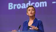 European Competition Commissioner Margrethe Vestager addresses a news conference on US chipmaker Broadcom in Brussels, October 16, 2019 Reuters / Yves Herman